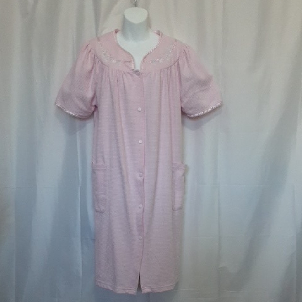 Jasmine Pale Pink Waffle-Knit House Coat